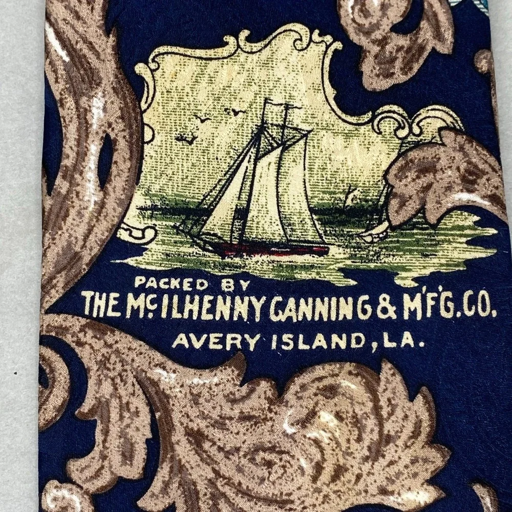 VTG Tabasco Necktie Mens Hot Sauce Silk Avery Island Oysters‎ 58x4